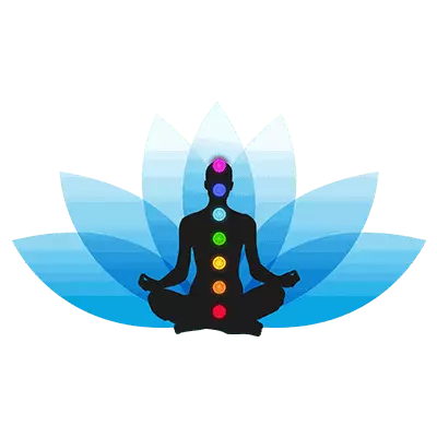yoga pose with blue lotus