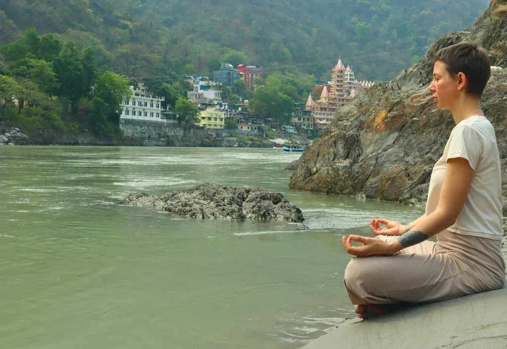 Meditation in bank or river Ganga